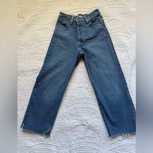 Levi's Blue Denim Ribcage Straight ankle length